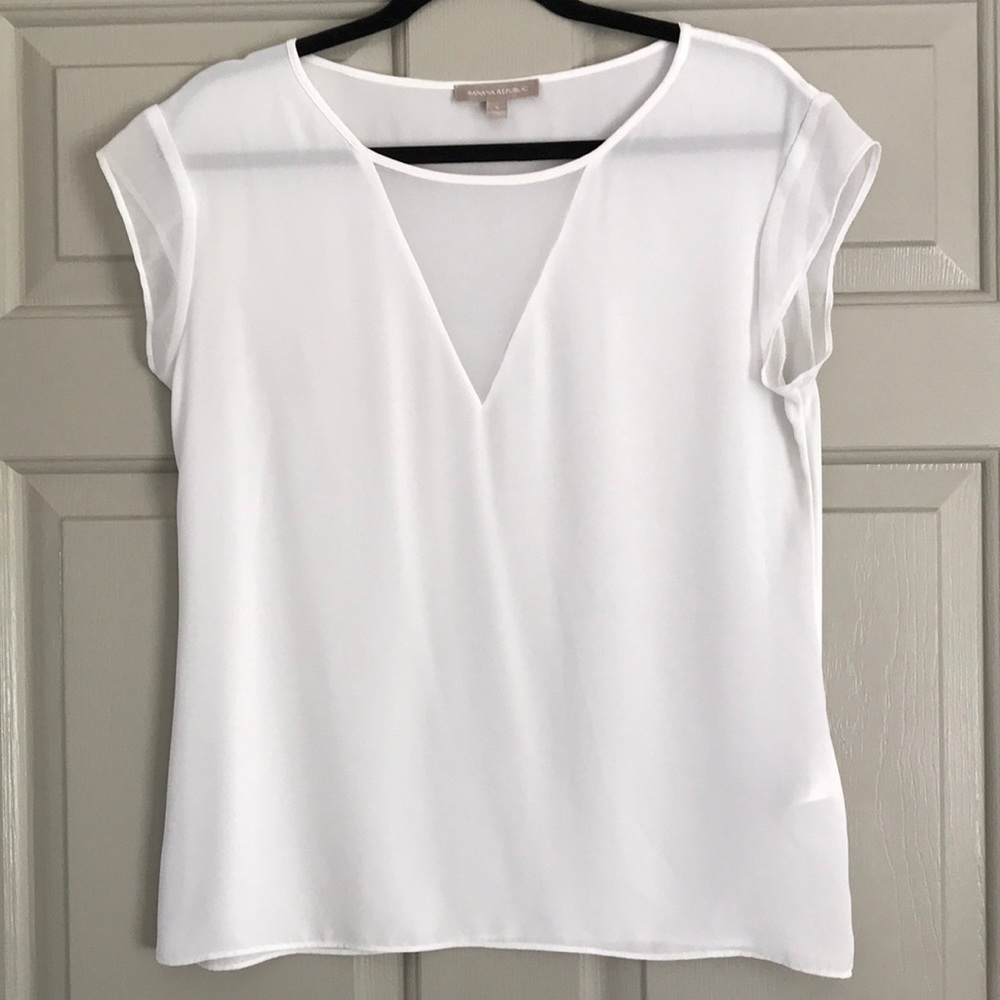 Banana Republic Sheer White Top Size Small